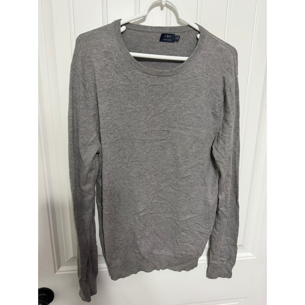J.Crew Sweater Mens Medium Harbor Cotton Grey F4707 Crewneck Long Sleeve EUC